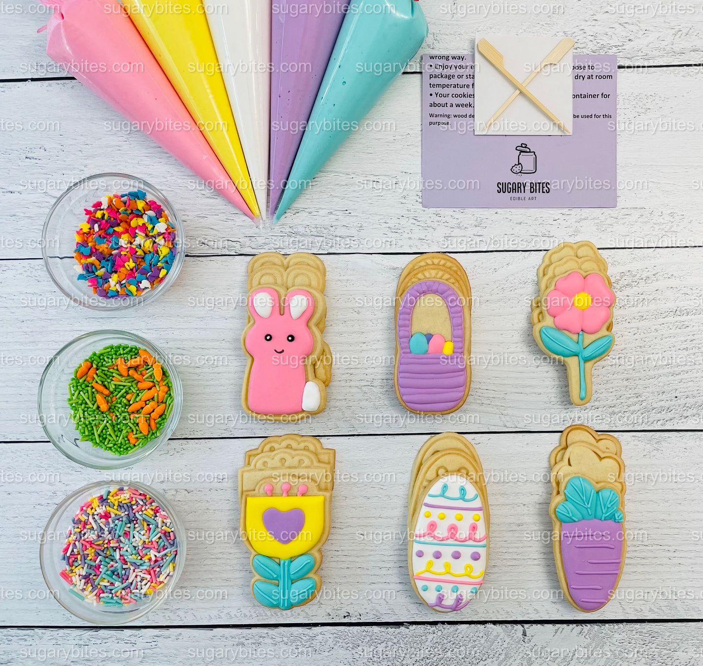 Easter Cookie Decorating Kit, Easter DIY Cookie Kit, **INCLUDES 25 ITEMS** (Large Cookies), Included Deluxe Sprinkles