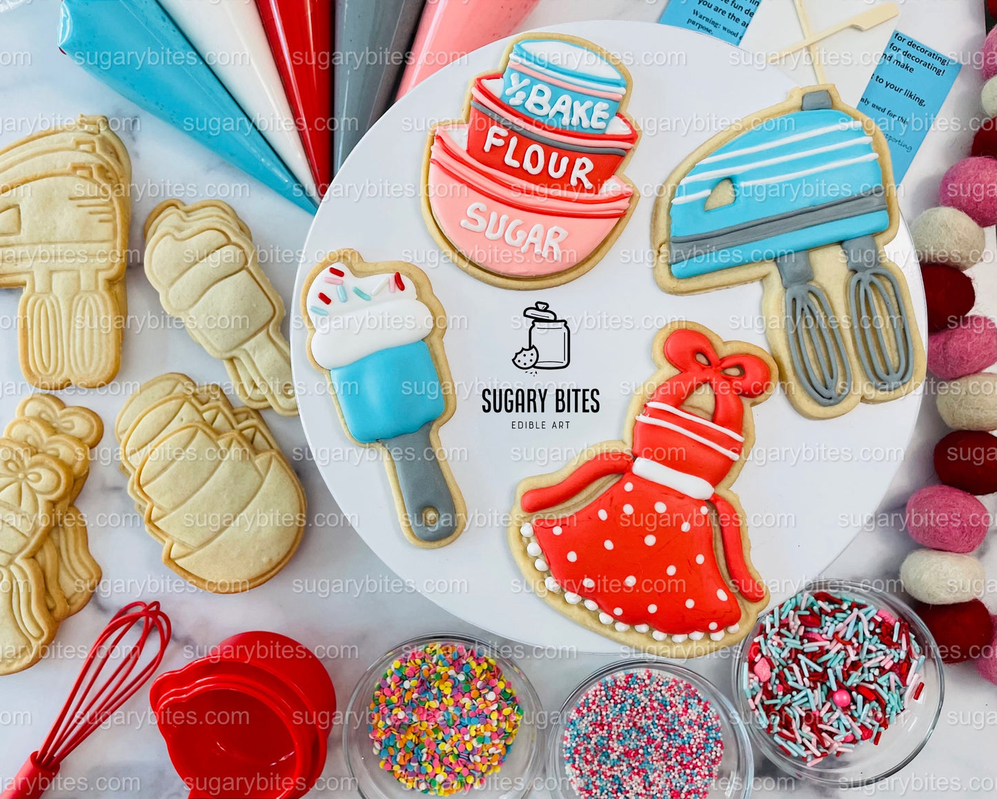 Baking Themed Cookie Decorating Kit, DIY Baking Sugar Cookie Kit, **INCLUDES 24 ITEMS**, (Large Cookies)… with Deluxe Sprinkles!!!