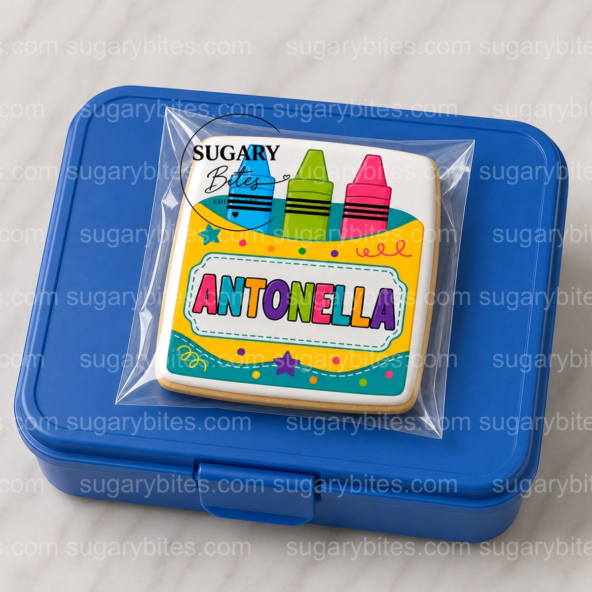 Personalized Crayon Box Cookies – Custom Name Back to School Cookies | Set of 12