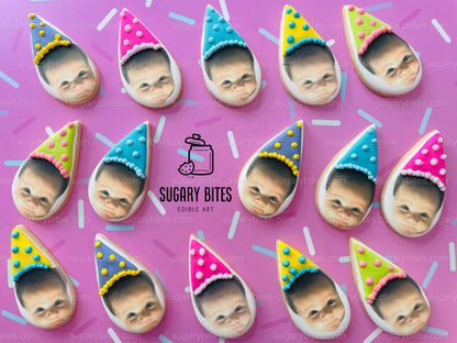 Personalized Face Cookies, Birthday Cookies, Unique Custom Birthday Cookies For Any Events… Set of 12 Custom Face Edible Photo Cookies