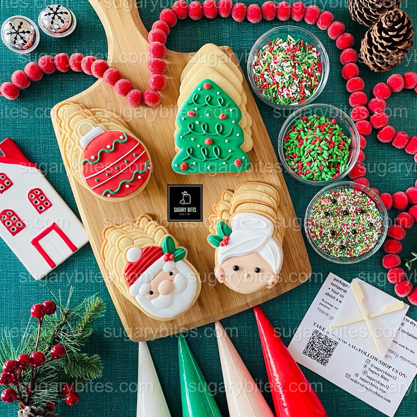 Christmas Cookie Decorating Kit, Christmas DIY Cookie Kit, (Large Cookies), ***INCLUDES 24 ITEMS*** With 4 Icing Bags & 3 Deluxe Sprinkles!