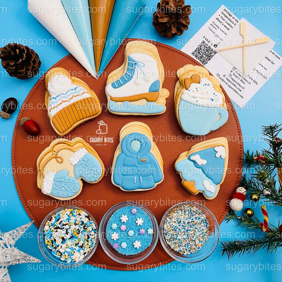 Christmas Cookie Decorating Kit, Winter Theme, Icing Bags, Sprinkles