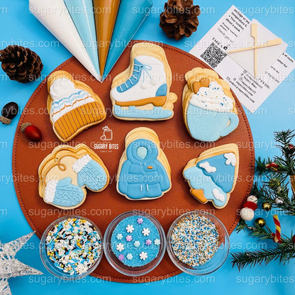 Christmas Cookie Decorating Kit, Winter Theme, Icing Bags, Sprinkles