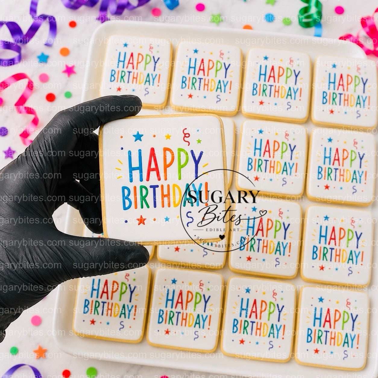 Happy Birthday Cookies – Set of 12 Printed 3” Birthday Cookie Favors, Individually Wrapped