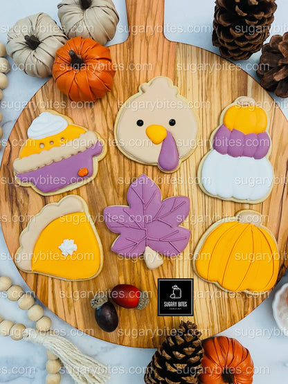 Fall Cookie Decorating Kit, Thanksgiving DIY cookie kit **INCLUDES 24 ITEMS* Zoom Party Favors, Assorted Shaped Cookie Kit, (Large Cookies)
