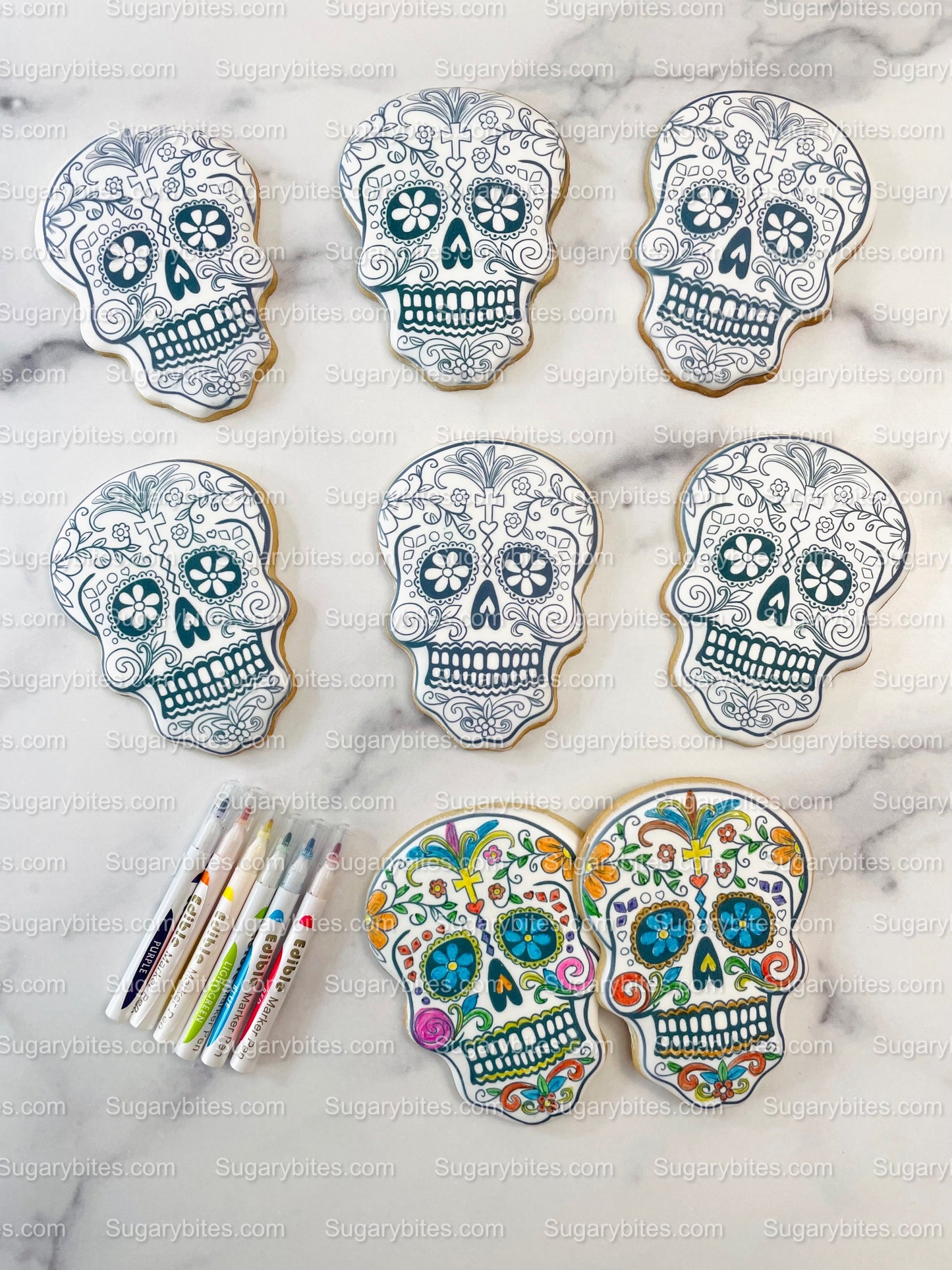 Halloween Cookies, Cookie Coloring Kit 6 or 12 Cookies with 6 Edible Ink Markers!