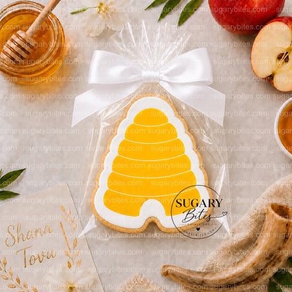 Rosh Hashanah Cookies Rosh Hashanah Printed Cookies – Set of 12 Large 4” Apple, Bee, Beehive & Star of David Cookies