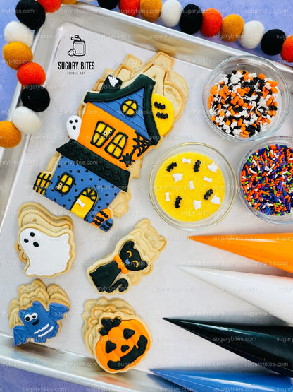 Halloween Cookie Decorating Kit, DIY Cookie Kit, (Large Cookies) ***INCLUDES 24 ITEMS*** With 4 Icing Bags & 3 Deluxe Sprinkle!!