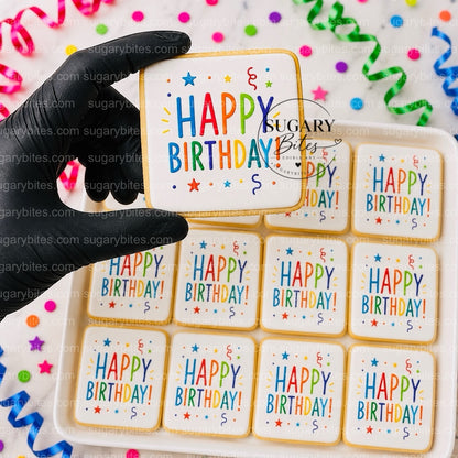 Happy Birthday Cookies – Set of 12 Printed 3” Birthday Cookie Favors, Individually Wrapped
