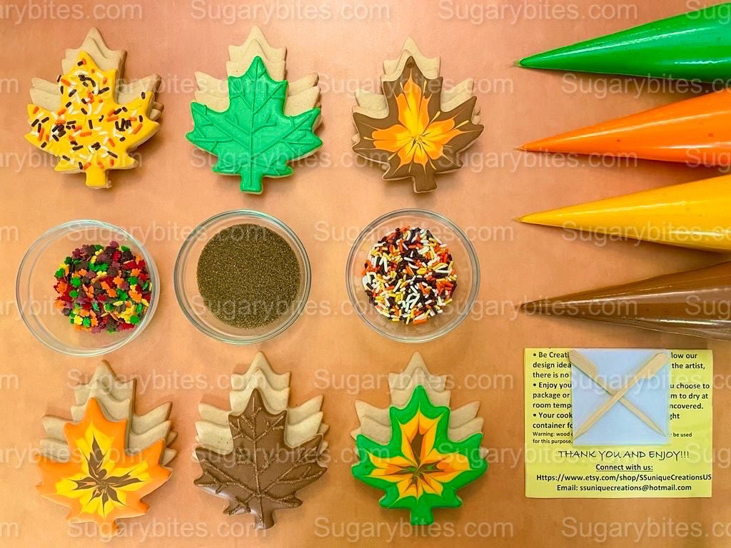 Fall Cookie Decorating Kit, Fall DIY Cookie Kit, ***INCLUDES 24 ITEMS*** (Large Cookies) … With 4 Icing Bags and Deluxe Sprinkles!