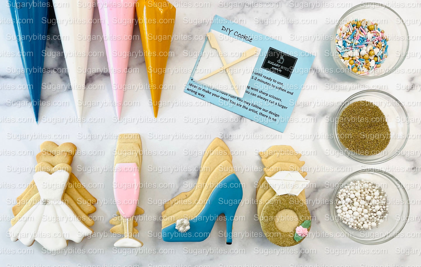 Bridal Shower Cookie Decorating kit, Wedding Cookie Kit *INCLUDES 24 ITEMS* Cookie DIY Kit, Wedding Favors!