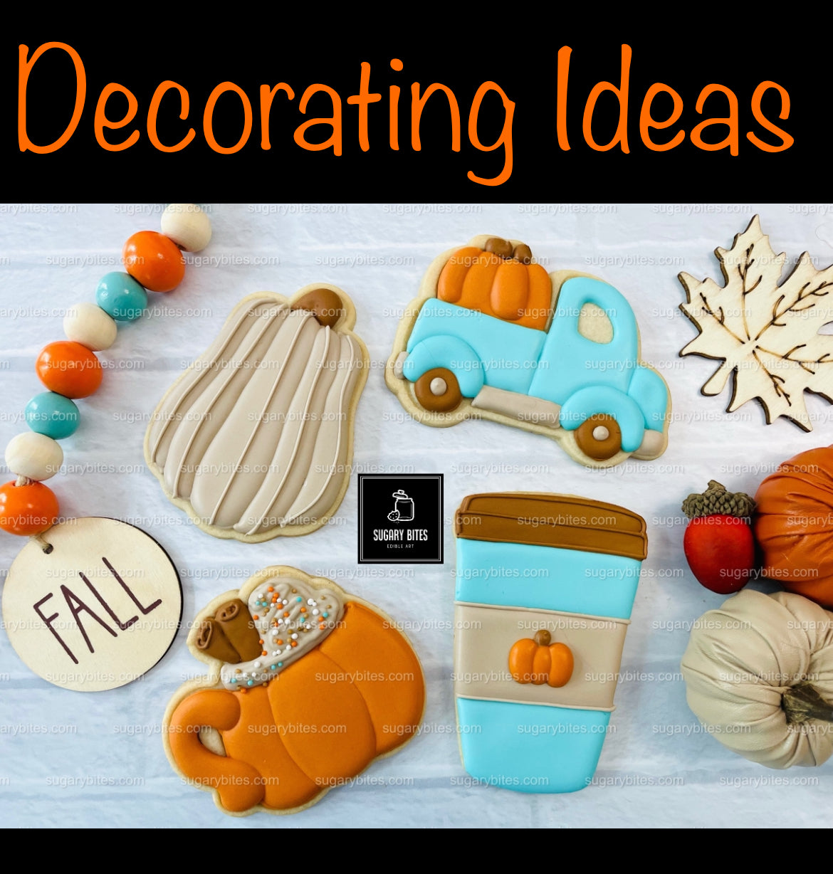 Fall Cookie Decorating Kit, ***INCLUDES 24 ITEMS*** Zoom Party Favors, Assorted Shaped Cookie Kit, (Large Cookies)