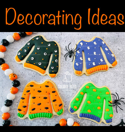 Spooky Sweater Cookie Decorating Kit, Halloween Ugly Sweaters, (Large Cookies)***INCLUDES 24 ITEMS** With 4 Icing Bags & 3 Deluxe Sprinkle!