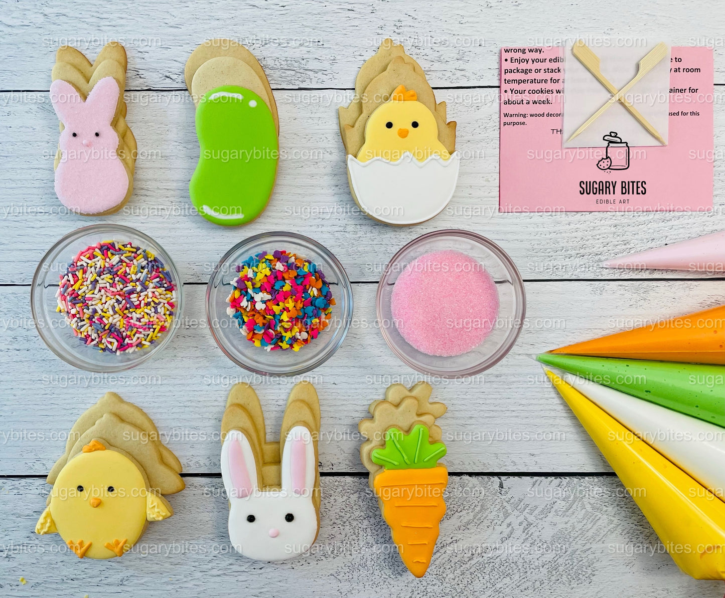 Easter Cookie Decorating Kit, Easter DIY Cookie Kit, **INCLUDES 25 ITEMS** (Large Cookies), Included Deluxe Sprinkles