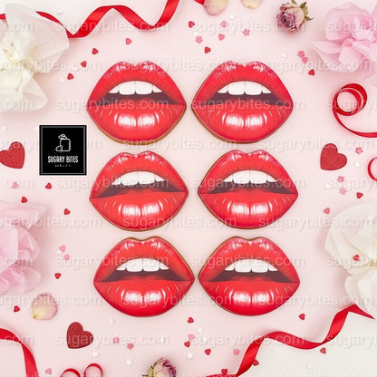 Valentines Cookies, Valentine’s Day Lips Cookies – 12 Large Hand-Decorated Sugar Cookies — Sugar Vanilla or GLUTEN-FREE Vanilla