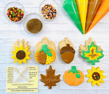 Load image into Gallery viewer, Fall Cookie Decorating Kit, ***INCLUDES 24 ITEMS*** Zoom Party Favors, Assorted Shaped Cookie Kit, (Large Cookies)!

