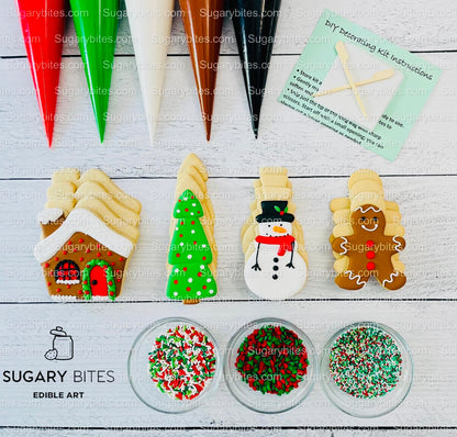 Christmas Cookie Decorating Kit, Christmas DIY Cookie Kit, (Large Cookies), ***INCLUDES 25 ITEMS*** With 3 Deluxe Sprinkles and 5 Icing Bags.