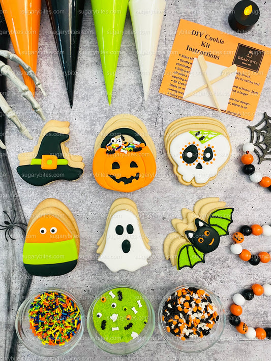 Halloween Cookie Decorating Kit, DIY Cookie Kit, (Large Cookies) ***INCLUDES 24 ITEMS*** With 4 Icing Bags & 3 Deluxe Sprinkle!!