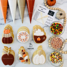 Load image into Gallery viewer, Fall Cookie Decorating Kit, ***INCLUDES 24 ITEMS*** Zoom Party Favors, Assorted Shaped Cookie Kit, (Large Cookies)
