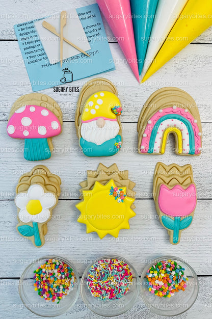 Summer Day Cookie Decorating Kit, DIY Spring Sugar Cookie Decorating Kit, **INCLUDES 24 ITEMS** , (Large Cookies) … With 4 Icing Bags!!