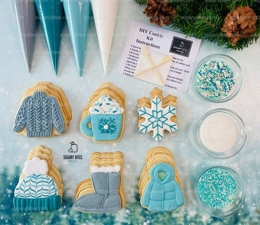 Winter Cookie Decorating Kit, Winter DIY Cookie Kit, (Large Cookies) ***INCLUDES 24 ITEMS*** With 4 Icing Bags & 3 Deluxe Sprinkle!!