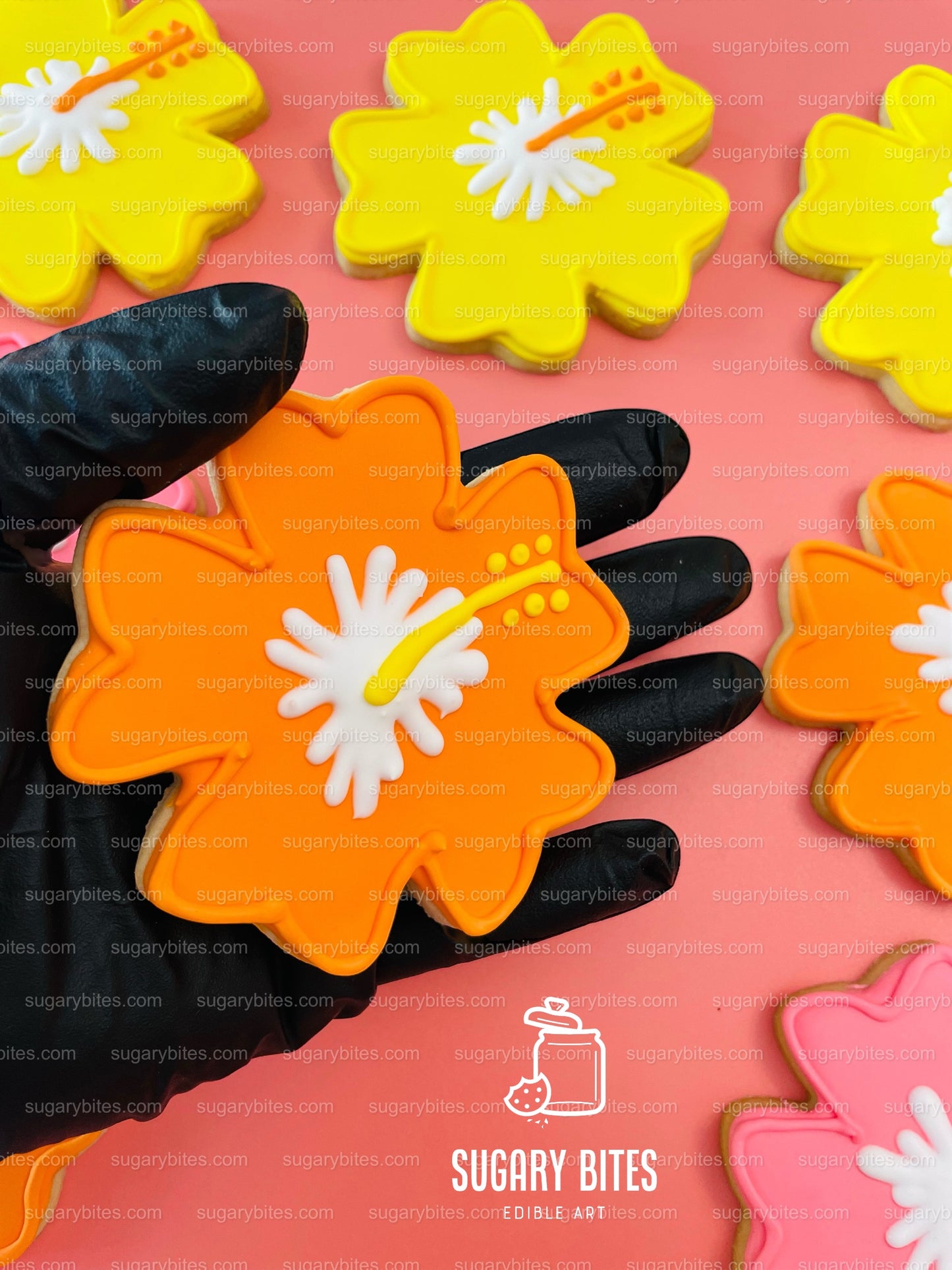 Hibiscus Flower Cookie, Summer Cookies, Flower Cookies, Hawaiian Cookies, Tropical Cookies, ****Includes 12 Large Decorated Cookies****