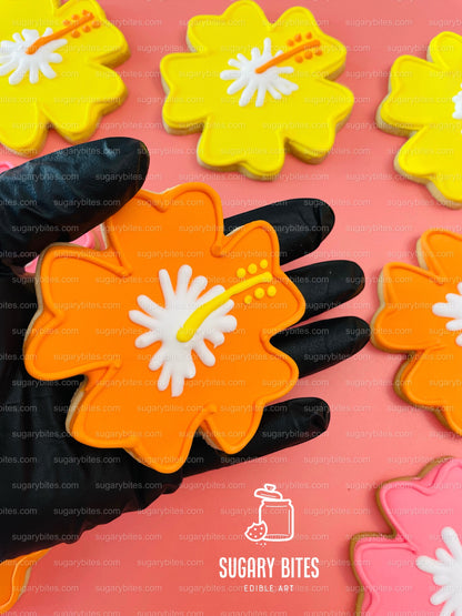 Hibiscus Flower Cookie, Summer Cookies, Flower Cookies, Hawaiian Cookies, Tropical Cookies, ****Includes 12 Large Decorated Cookies****