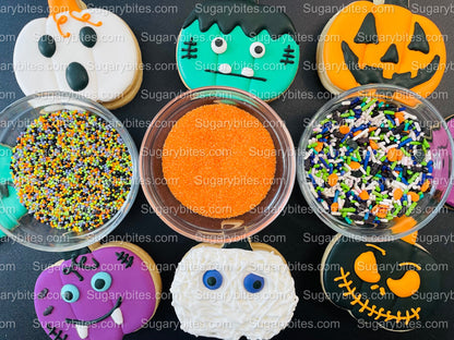 Halloween Cookie Decorating Kit, DIY Cookie Kit, (Large Cookies) ***INCLUDES 24 ITEMS*** With 4 Icing Bags & 3 Deluxe Sprinkle!