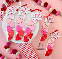 Load image into Gallery viewer, Valentines Day Mini Heart Cookie Packs, MINI Heart Sugar Cookies, Valetines Gift,**SET of 5 BAGS** (35 heart cookies total)
