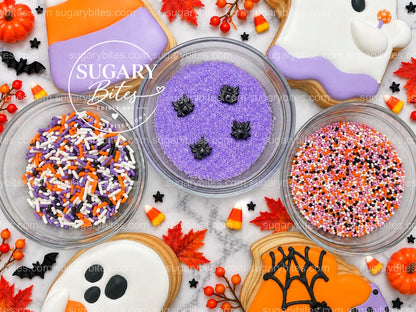 Halloween Cookies | Halloween Cookie Decorating Kit for 12 | Royal Icing & Sprinkles | Large Cookies |