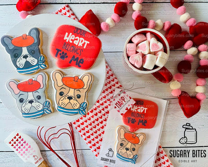 Valentine’s Day Cookies, ***SET of 2 LARGE COOKIES***, Frenchie Lover Cookies