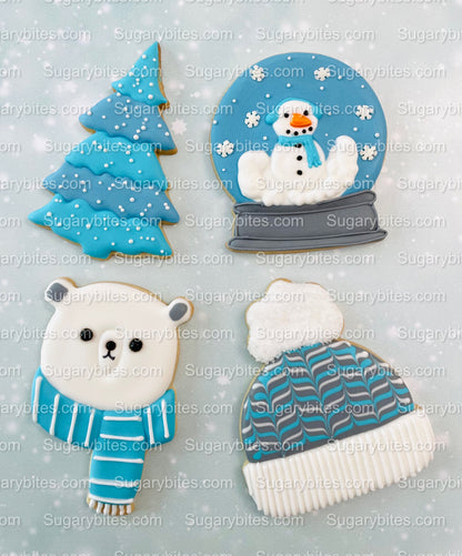 Winter Cookie Decorating Kit, Winter DIY Cookie Kit, (Large Cookies) ***INCLUDES 24 ITEMS*** With 4 Icing Bags & 3 Deluxe Sprinkle!!