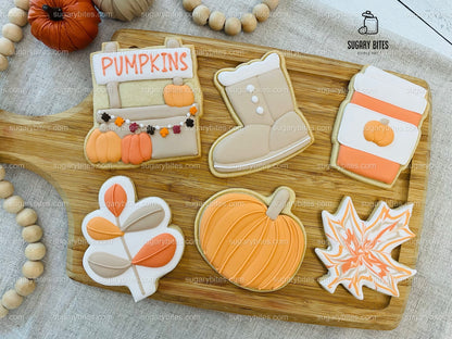 Fall Cookie Decorating Kit, ***INCLUDES 24 ITEMS*** Zoom Party Favors, Assorted Shaped Cookie Kit, (Large Cookies)