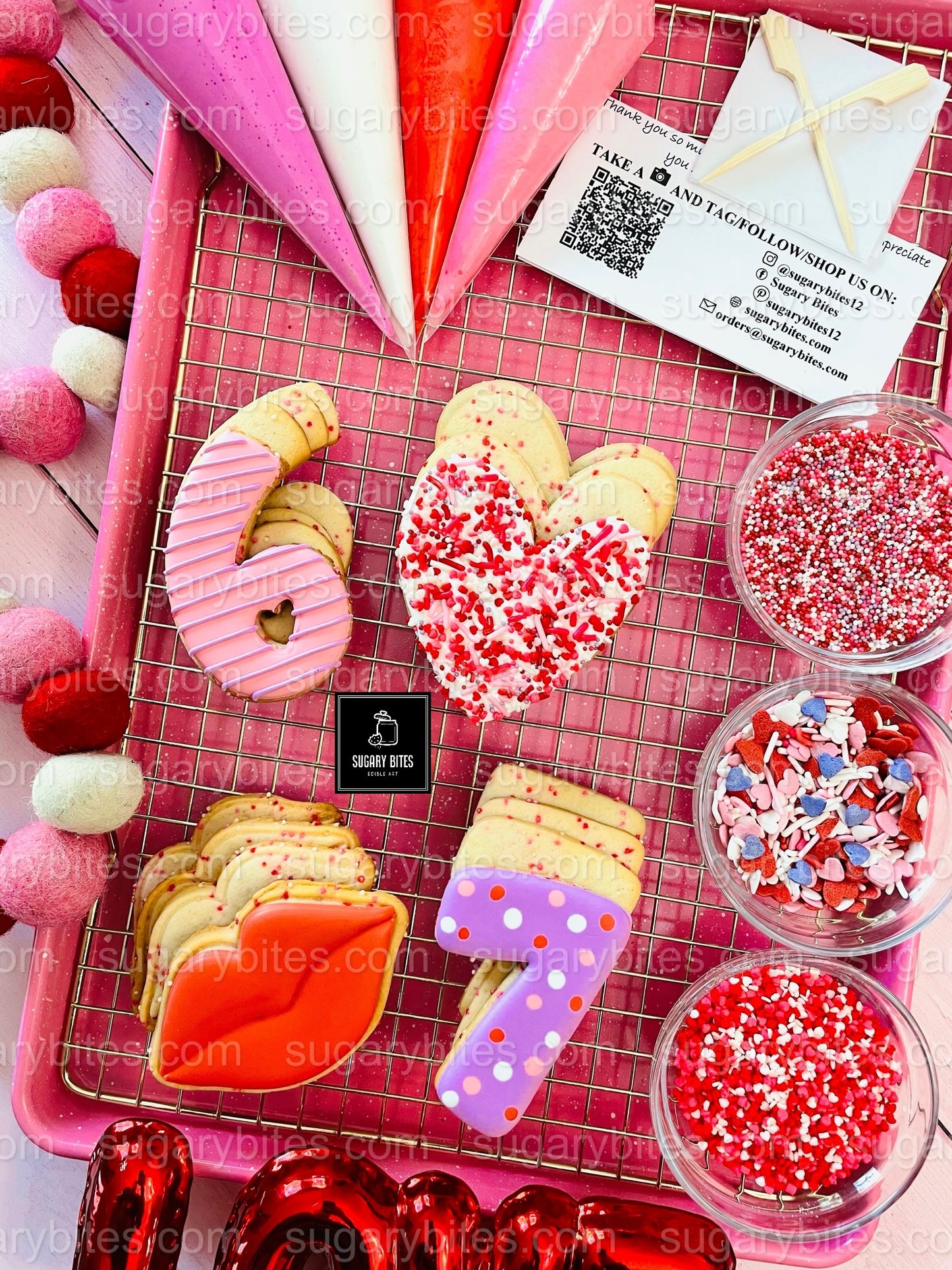 Valentine’s Day Cookie Decorating Kit, DIY Valentine’s Day Cookie Kit, **INCLUDES 24 ITEMS**(Large Cookies), Family Fun Treat,Valentine Gift