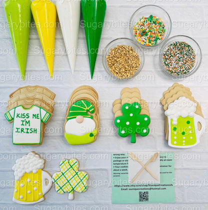 St Patricks Day Cookie Decorating Kit St. Patrick’s Day DIY Cookie Kit, **INCLUDES 24 ITEMS** (Large Cookies), Included Deluxe Sprinkles