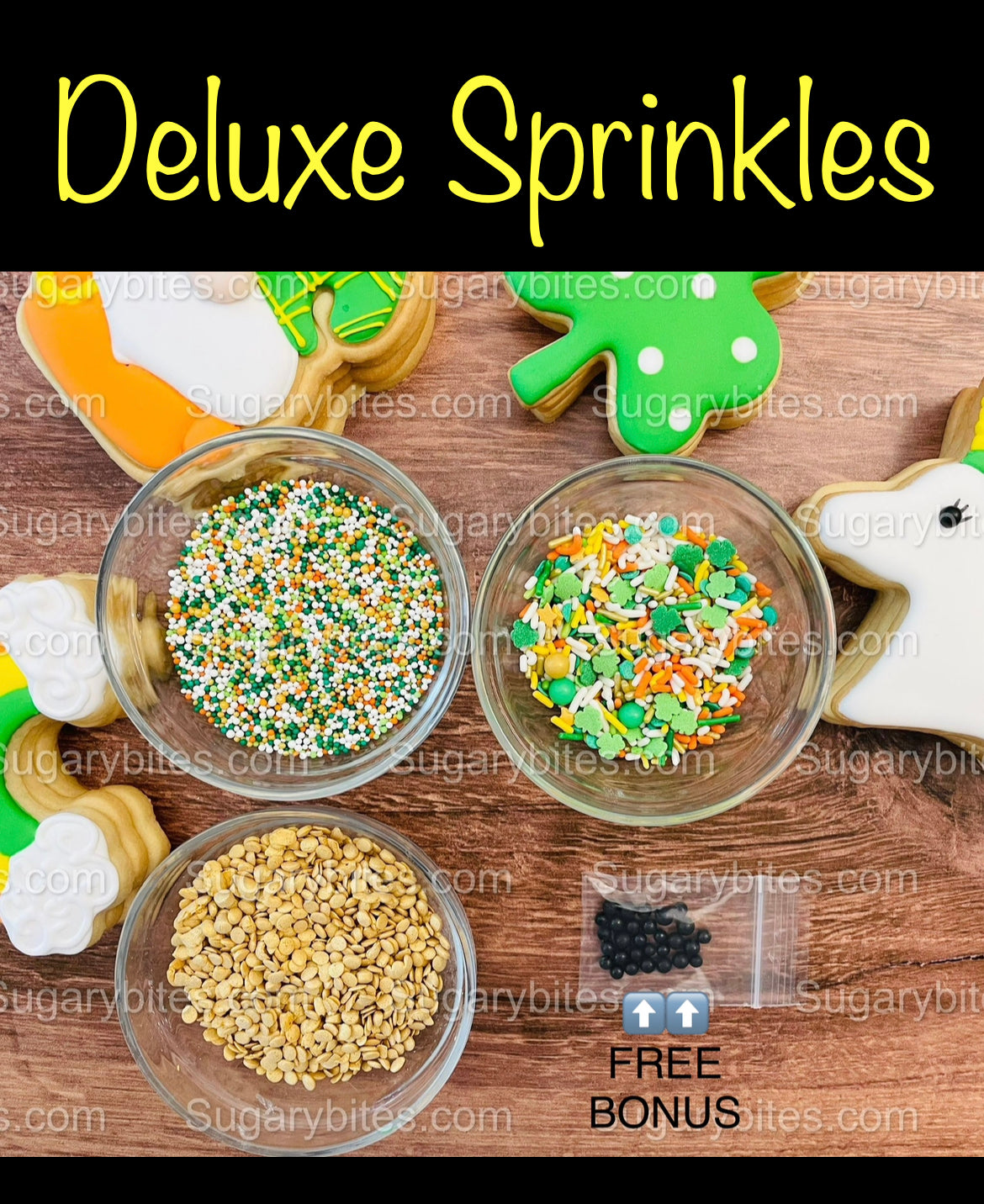 St Patrick’s Day Cookie Decorating Kit, St. Patrick’s Day DIY Cookie Kit, **INCLUDES 25 ITEMS** (Large Cookies), Included Deluxe Sprinkles