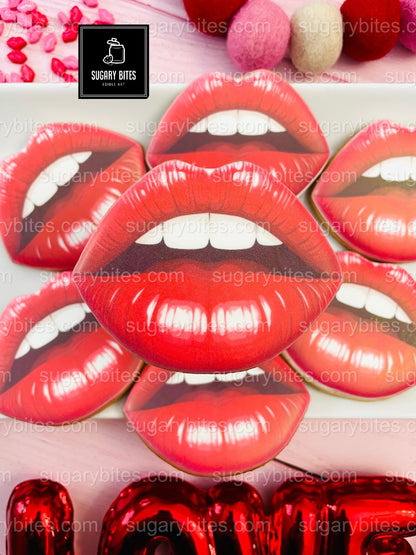 Valentines Cookies, Valentine’s Day Lips Cookies – 12 Large Hand-Decorated Sugar Cookies — Sugar Vanilla or GLUTEN-FREE Vanilla