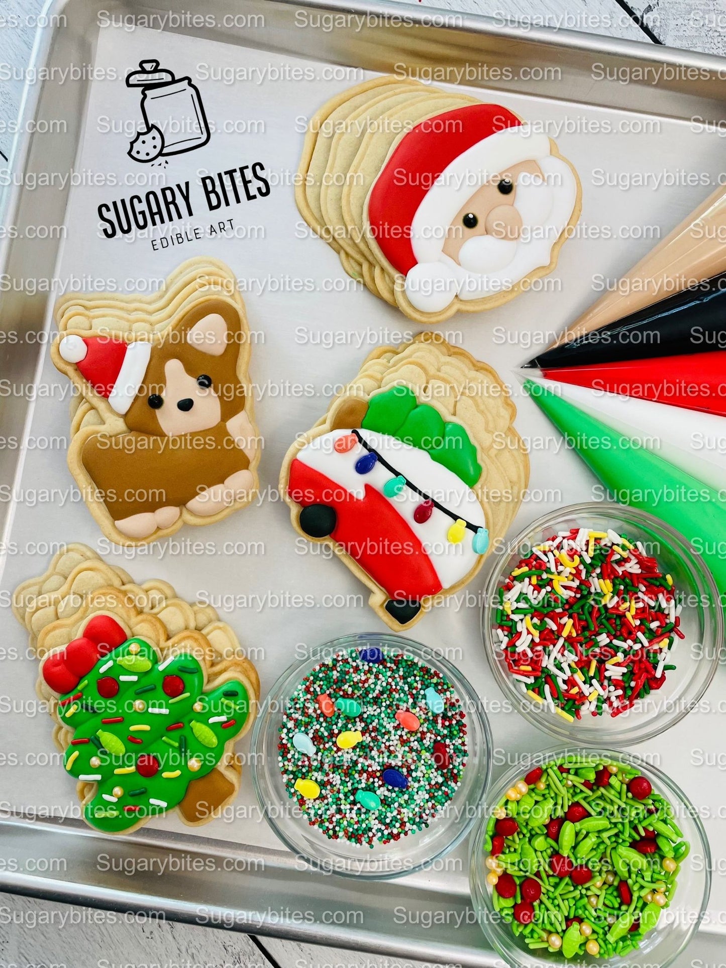 Christmas Cookie Decorating Kit, Christmas DIY Cookie Kit, (Large Cookies), ***INCLUDES 25 ITEMS*** With 5 Icing Bags & 3 Deluxe Sprinkles!!