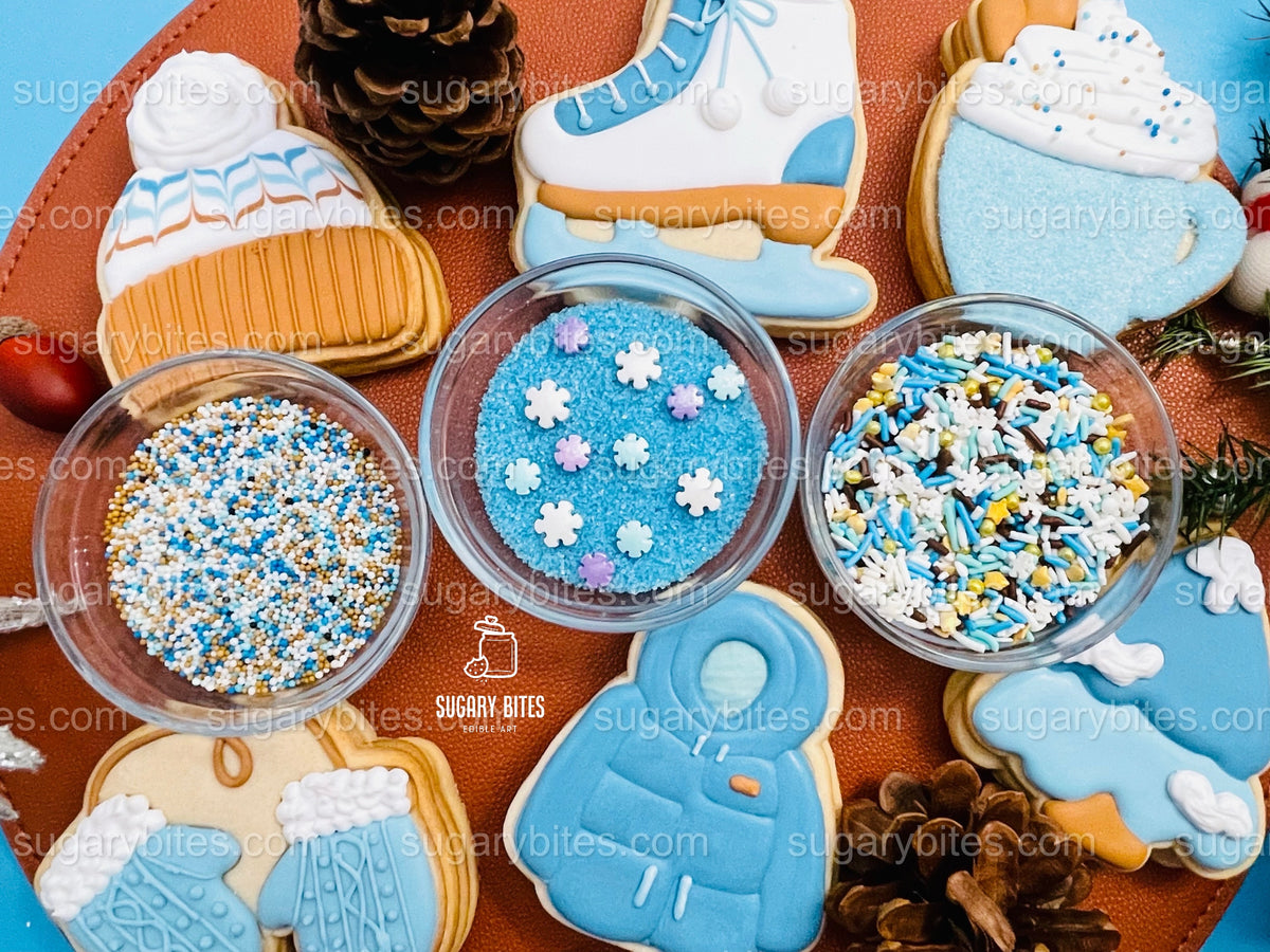 Christmas Cookie Decorating Kit, Winter Theme, Icing Bags, Sprinkles