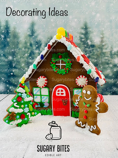 Gingerbread House Cookie Decorating Kit, DIY Cookie Kit, (Large Cookies), ***INCLUDES 24 ITEMS***With 4 Icing Bags & 6 Deluxe Sprinkles