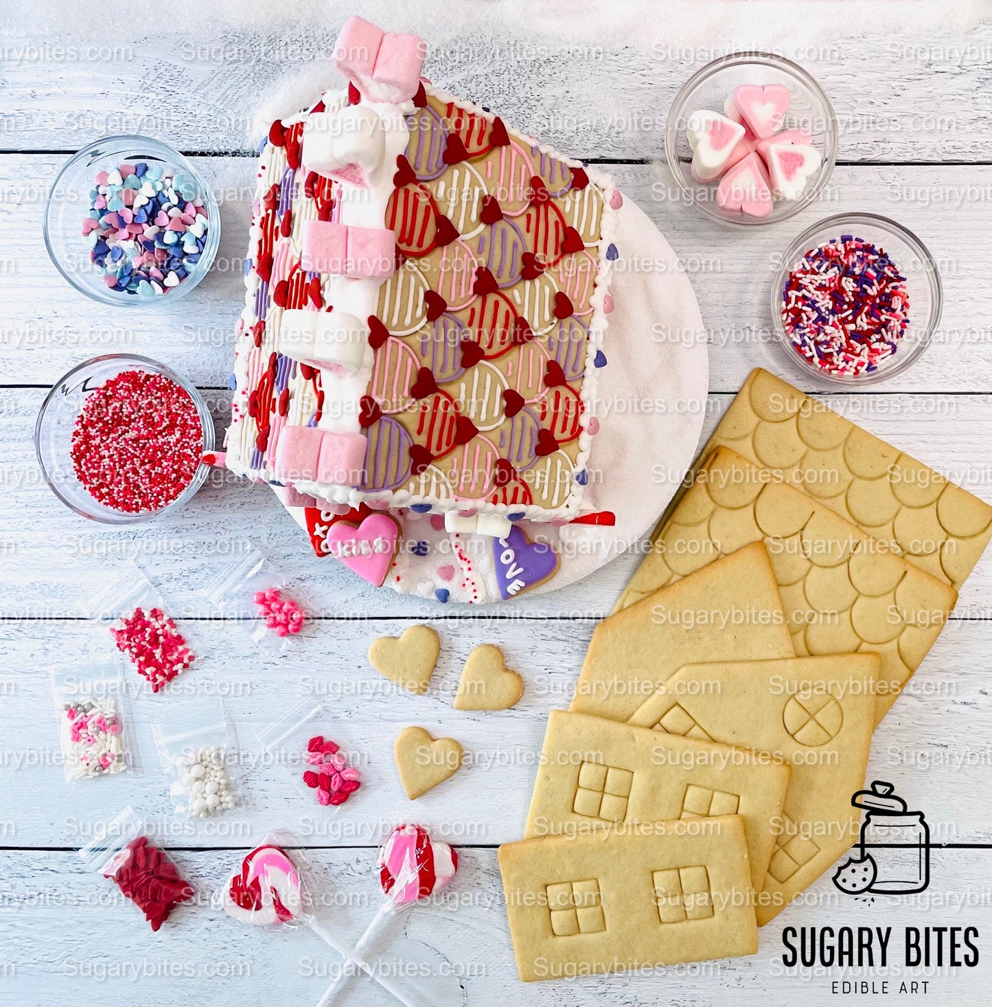 Valentines House Cookie Decorating Kit, (Large Cookies), ***INCLUDES 31 ITEMS***W/ 5 Icing Bags & 11 Deluxe Sprinkles… 3 different FLAVORS!!