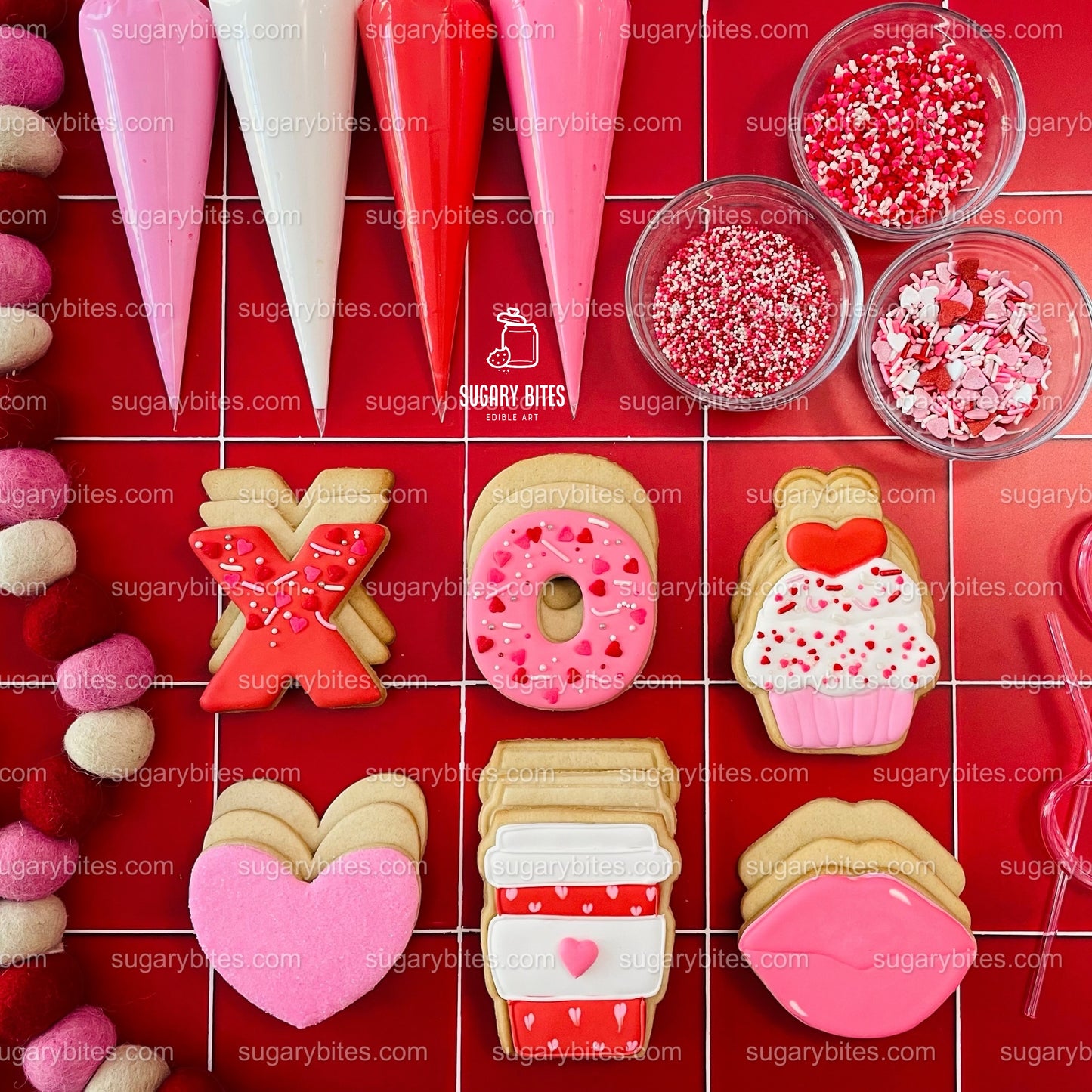 Valentine’s Day Cookie Decorating Kit, DIY Valentine’s Day Cookie Kit, **INCLUDES 24 ITEMS** (Large Cookies), Deluxe Sprinkles Included!!!