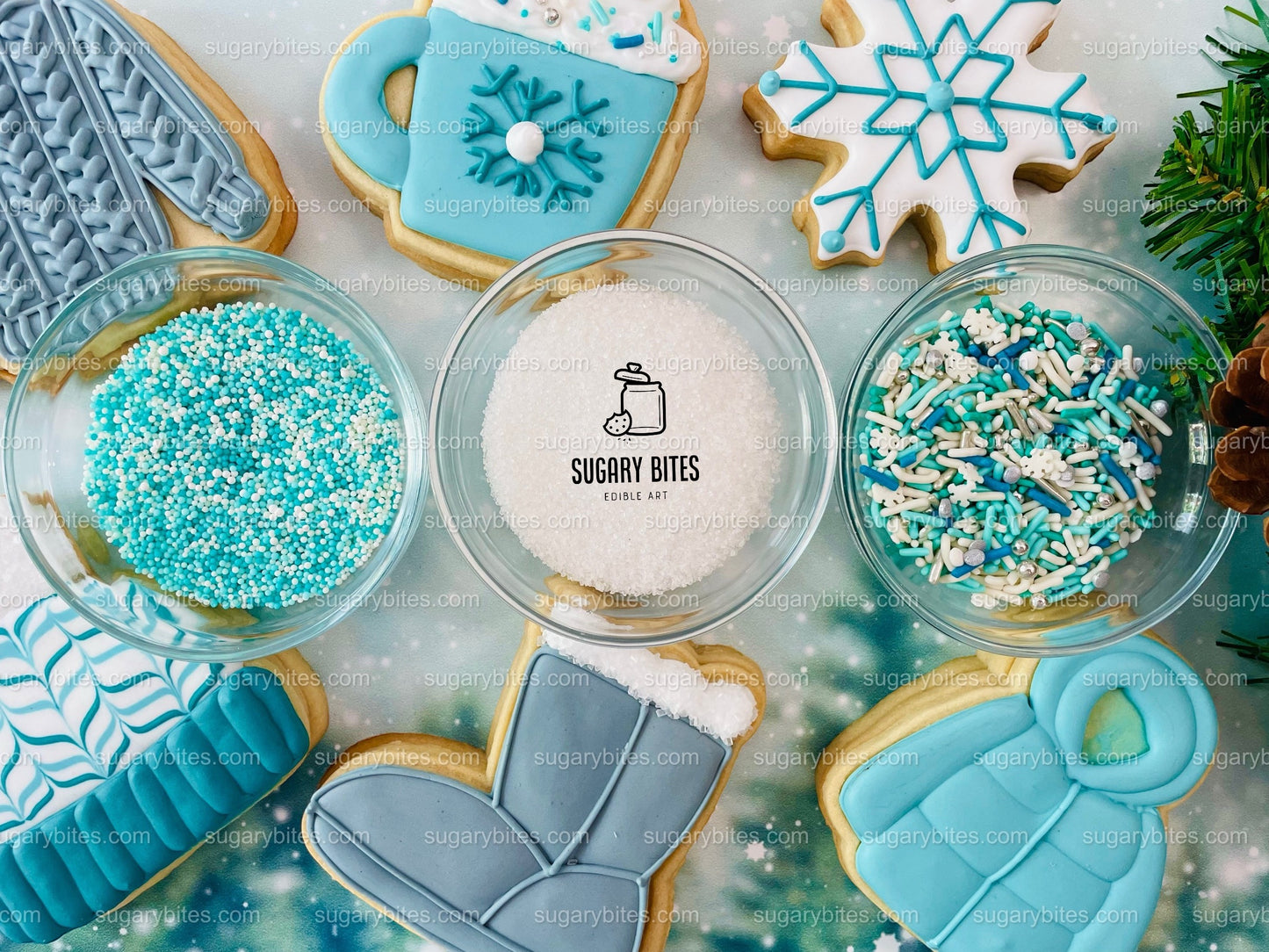 Winter Cookie Decorating Kit, Winter DIY Cookie Kit, (Large Cookies) ***INCLUDES 24 ITEMS*** With 4 Icing Bags & 3 Deluxe Sprinkle!!