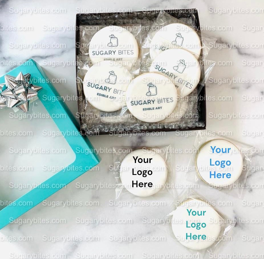 Edible Photo Cookie, Set of 12 Personalized Edible Logo Cookies, Customizable Printed Vanilla Sugar Cookie, Highly Detailed Edible Image!