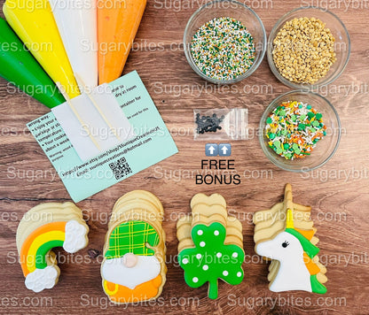 St Patrick’s Day Cookie Decorating Kit, St. Patrick’s Day DIY Cookie Kit, **INCLUDES 25 ITEMS** (Large Cookies), Included Deluxe Sprinkles