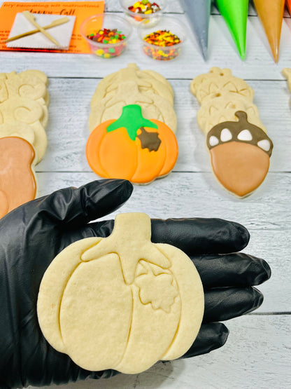 Fall Cookie Decorating Kit, Fall DIY Cookie Kit, ***INCLUDES 24 ITEMS***** Zoom Party Favors, Assorted Shaped Cookie Kit!