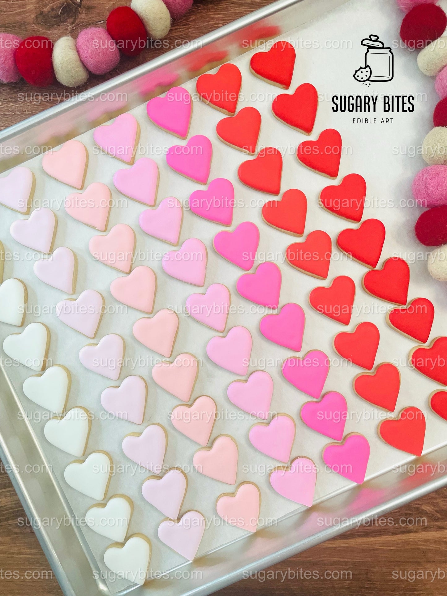 Valentines Day Mini Heart Cookie Packs, MINI Heart Sugar Cookies, Valetines Gift,**SET of 5 BAGS** (35 heart cookies total)