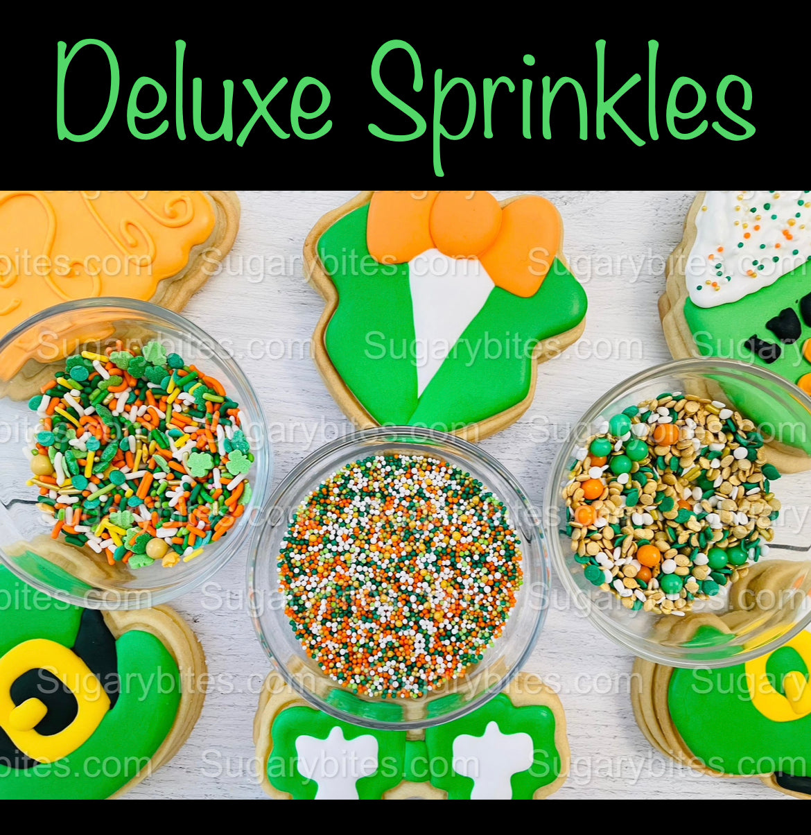 St Patricks Day Cookie Decorating Kit St. Patrick’s Day DIY Cookie Kit, **INCLUDES 23 ITEMS** (Large Cookies), Included Deluxe Sprinkles
