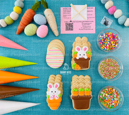 Easter Cookie Decorating Kit, DIY Spring Sugar Cookie Decorating Kit, **INCLUDES 26 ITEMS**,(Large Cookies)…with 5 Icing Bags & Free Bonus!!!