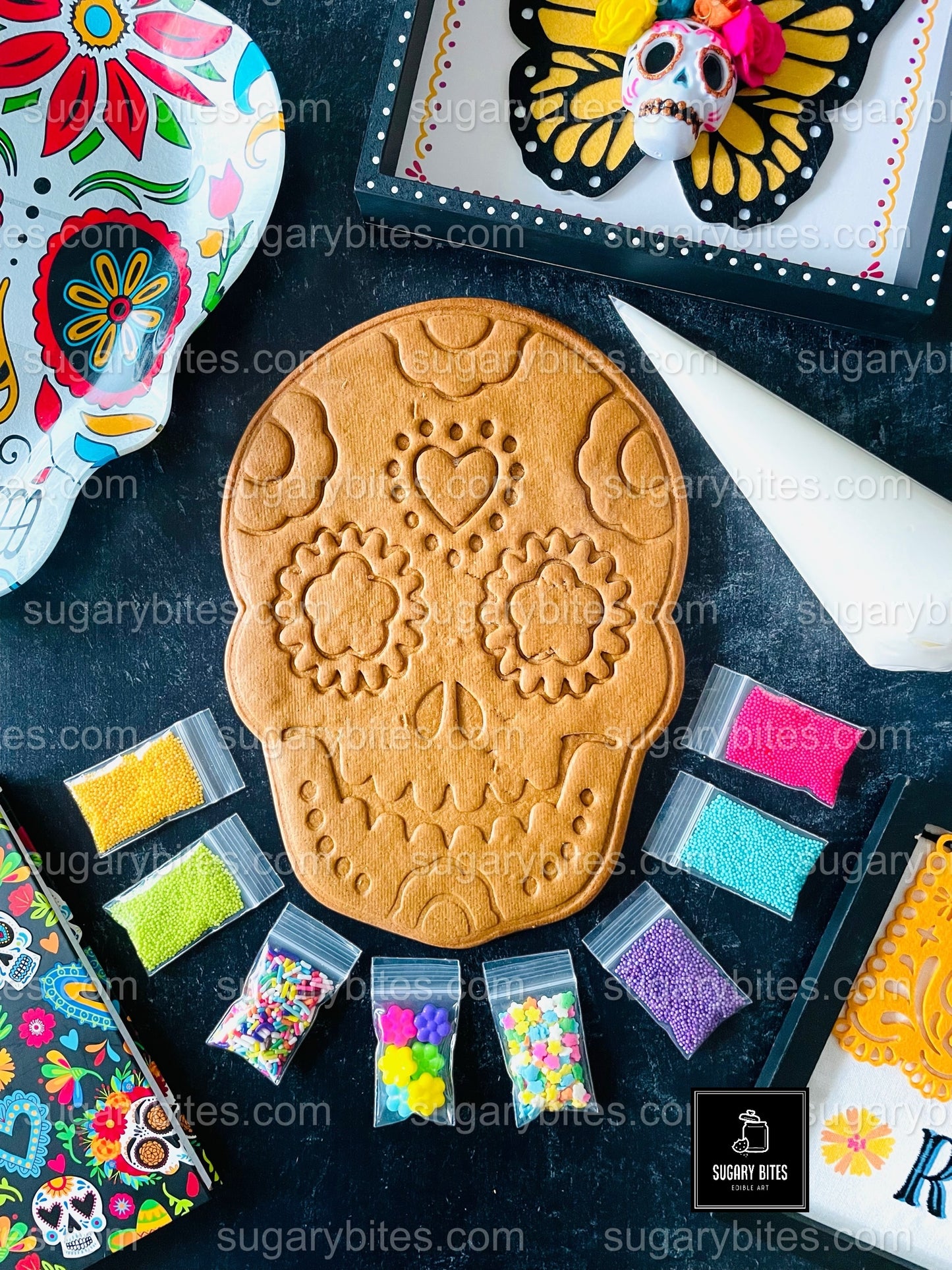 Sugar Skull Cookies, ****11 INCHES Giant Sugar Skull Cookies**** Day of the Dead Skull Cookies!!!